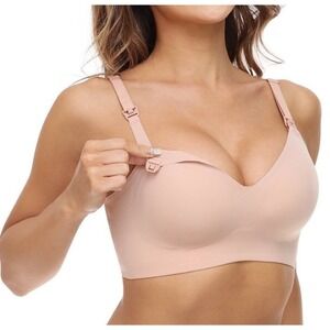 Momcozy Ultra Soft Nursing & WearableBreast Pump Bra Beige Size Small NWOT
